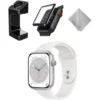 Apple Watch Series 8 GPS 45mm Silver Aluminum Case With White Sport Band S/M White Bundle