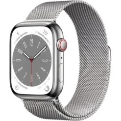Apple Watch Series 8 (GPS + Cellular) 45mm Stainless Steel Case With Silver Milanese Loop - Silver