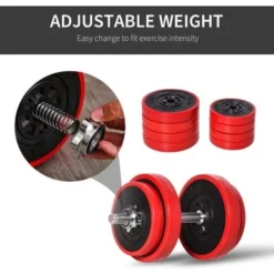 Soozier 44lbs Two-In-One Dumbbell & Barbell Adjustable Set Strength Muscle Exercise Fitness Plate Bar Clamp Rod Home Gym Sports - Red -APPLE || Garmin || FITBIT Sales 0bf0fa66 d681 429c bb6a ad38d0747bf7