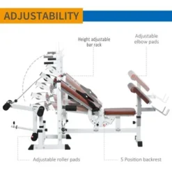 Soozier Multi-Exercise Full-Body Weight Rack With Bench Press, Leg Extension, Chest Fly Resistance Band & Preacher Curl - White/Brown -APPLE || Garmin || FITBIT Sales 12dc1189 163d 4bea 8b0a 6c18edadd431