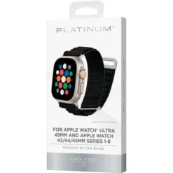 Platinum™ - Rugged Nylon Band For Apple Watch 42mm, 44mm, 45mm (Series 1-9) And Apple Watch Ultra Series 1-2 49mm - Black -APPLE || Garmin || FITBIT Sales 18ae5dd2 037d 5063 a29d 7b04871d69b1