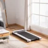 Soozier Walking Treadmill, Walking Pad Machine With LCD Monitor And Remote Control For Home Gym, White - White/Black