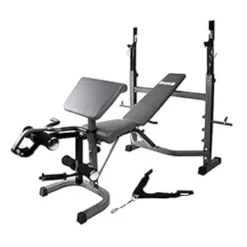 Body Champ Olympic Weight Bench, Workout Equipment For Home Workouts, Bench Press With Preacher Curl, Leg Developer And Crunch Handle At Dark Gray/Black, BCB5860
