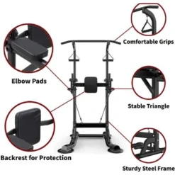 Tappio Multifunction Power Tower Pull Up Dip Station Home Gym Equipment Stable Exercise Fitness - 29"W X 35.4"D X 59-90.6"H - Black -APPLE || Garmin || FITBIT Sales 44827750 93e1 46cb afe7 f8db8378a6a5