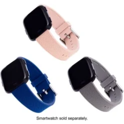 WITHit - Band Kit For Fitbit Versa And Versa 2 (3-Pack) - Navy/Light Gray/Blush Pink