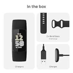 Fitbit Charge 6 Fitness Tracker With Google Apps, Heart Rate On Exercise Equipment, 6-Months Premium Membership Included, GPS, Health Tools And More, Obsidian/Black, One Size (S & L Bands Included) -APPLE || Garmin || FITBIT Sales 65222d5e 1125 46ac 9916 a41dda14df85