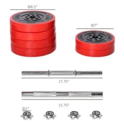 Soozier 66lbs Two-In-One Dumbbell & Barbell Adjustable Set Strength Muscle Exercise Fitness Plate Bar Clamp Rod Home Gym - Red -APPLE || Garmin || FITBIT Sales 69d36ac3 352d 462c ae87 7a6e0a0e08c8