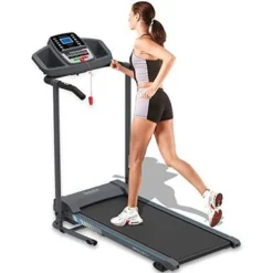 Electric Folding Treadmill Exercise Machine - Smart Compact Digital Fitness Treadmill Workout Trainer W/ Bluetooth App Sync, Manual Incline Adjustment, For Walking, Running, Gym - SereneLife SLFTRD20