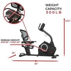Sunny Health & Fitness Magnetic Recumbent Exercise Bike With Large Soft Comfort Seat With Mesh Back, 12 Preset Or Custom Workouts And Advanced Performance Monitor - SF-RB4850 -APPLE || Garmin || FITBIT Sales 741bdb9e a234 48a2 a923 edf7049186ed
