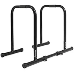 ProsourceFit Dip Stand Station, Heavy Duty Adjustable Height Upper Body Equipment For Home Gym For Tricep Dips, Pull-Ups, Push-Ups, L-Sits Black Power Tower