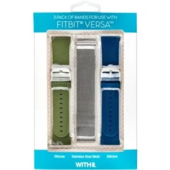 WITHit - Band Kit For Fitbit Versa, Versa Lite And Versa 2 (3-Pack) - Silver/Olive/Navy -APPLE || Garmin || FITBIT Sales 88d747fd 544b 5f99 ab3e 94bbcbc0fe3f