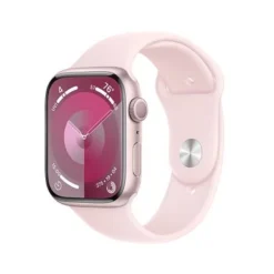Apple Watch Series 9 (GPS) 45mm Pink Aluminum Case With Light Pink Sport Band - S/M - Pink