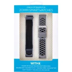 WITHit - Universal Smartwatch Silicone And Mesh Sport Band 2-Pack For Samsung Galaxy Watch Active And Galaxy Watch Active2 20mm - Woven Black/Grey/Black -APPLE || Garmin || FITBIT Sales 8be0c09c 8d19 5f5c a32c f43be5f58580