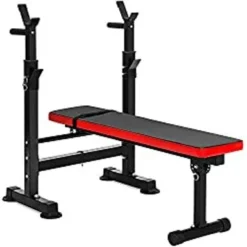 BalanceFrom RS 40 Adjustable Folding Multifunctional Workout Station Adjustable Olympic Workout Bench With Squat Rack, Black