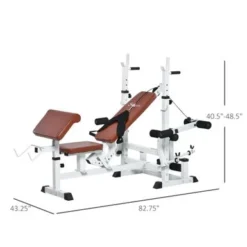 Soozier Multi-Exercise Full-Body Weight Rack With Bench Press, Leg Extension, Chest Fly Resistance Band & Preacher Curl - White/Brown -APPLE || Garmin || FITBIT Sales a55be4e4 533e 4571 8bb0 db54c90933ef