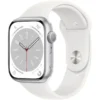 Apple Watch Series 8 (GPS) 45mm Aluminum Case With White Sport Band - S/M - Silver