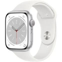 Apple Watch Series 8 (GPS) 45mm Aluminum Case With White Sport Band - S/M - Silver