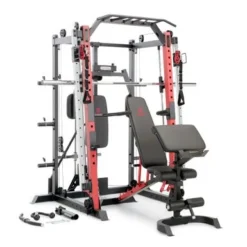 Marcy Smith Machine Cage System - Red/Black - Customizable Home Gym - N/A - Red/Black