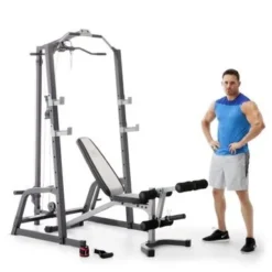 Marcy Home Gym Fitness Deluxe Cage System Machine With Weight Lifting Bench