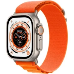 Apple Watch Ultra (GPS + Cellular) 49mm Titanium Case With Orange Alpine Loop - Medium - Titanium