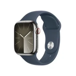 Apple Watch Series 9 (GPS + Cellular) 41mm Silver Stainless Steel Case With Storm Blue Sport Band - S/M - Silver