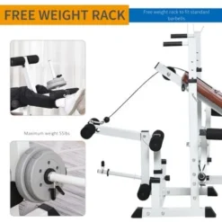 Soozier Multi-Exercise Full-Body Weight Rack With Bench Press, Leg Extension, Chest Fly Resistance Band & Preacher Curl - White/Brown -APPLE || Garmin || FITBIT Sales d7619216 3ee9 46ac 9c1a e3483bf988a8