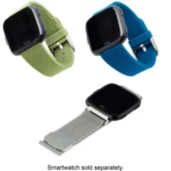 WITHit - Band Kit For Fitbit Versa, Versa Lite And Versa 2 (3-Pack) - Silver/Olive/Navy