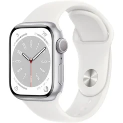 Apple Watch Series 8 (GPS) 41mm Aluminum Case With White Sport Band - S/M - Silver