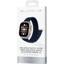 Platinum™ - Nylon Band For Apple Watch 42mm, 44mm, 45mm (Series 1-9) And Apple Watch Ultra Series 1-2 49mm - Navy Blue -APPLE || Garmin || FITBIT Sales e7189c09 5c20 5e55 80ce 7aded41da491